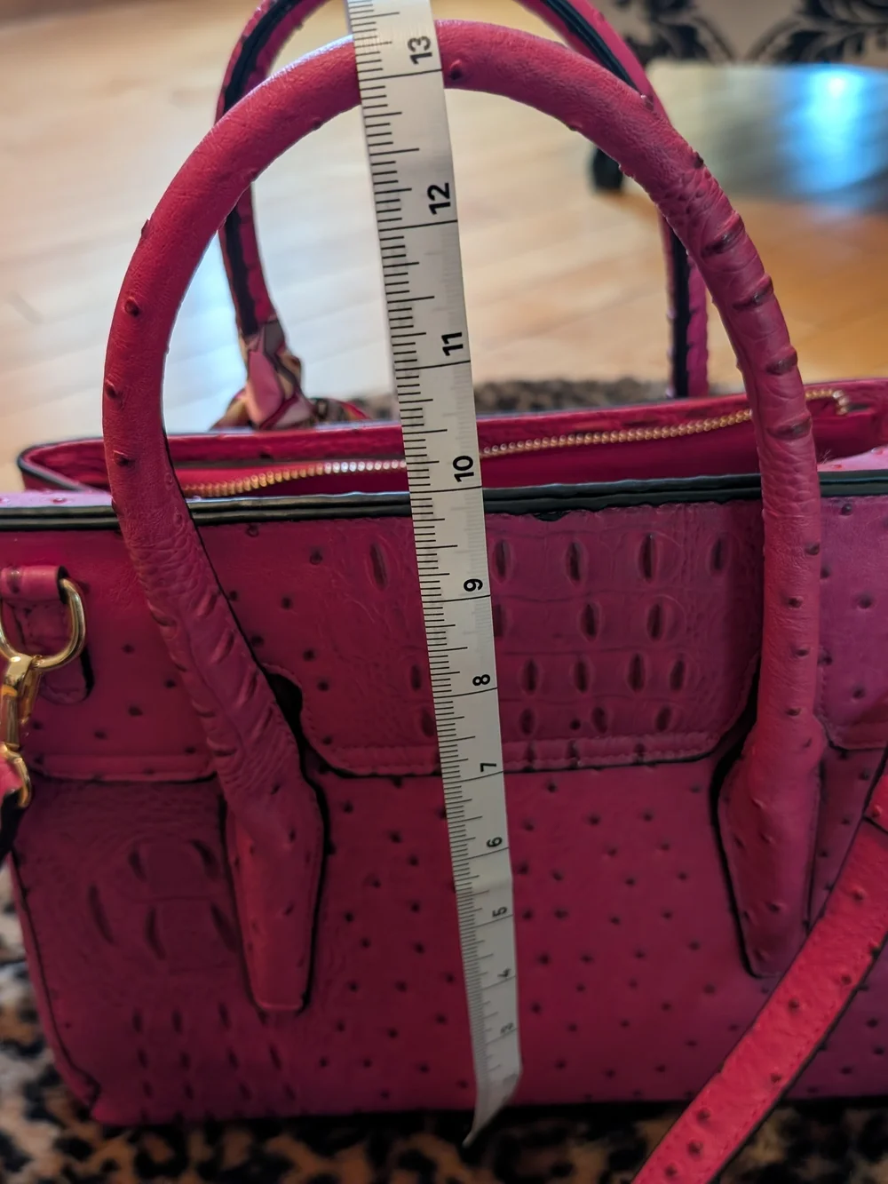 Pink Structured Satchel Handbag with Gold Hardware